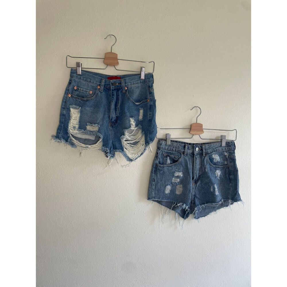 Lot of 2 Women Distressed Denim Cut Off Shorts Sz small/4 Summer Vacation Boho